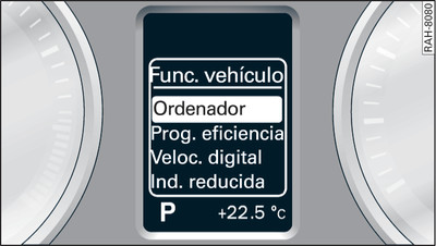 Cuadro de instrumentos: Menú de las funciones del vehículo